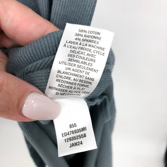 OPEN EDIT Women's Mock Neck Rib Midi Dress in Blue Weather XS Short Sleeve NWT - Picture 10 of 10